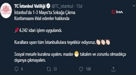 stanbulda 4 bin 242 kiiye ceza yazld