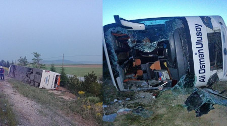 Kontrolden çıkan yolcu otobüsü devrildi: 27 yaralı