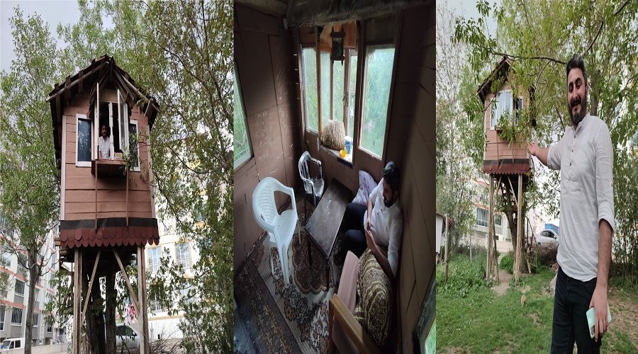 Koronadan korunmak için 'ağaç kondu' yaptılar