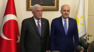 Meclis'te �er�eve yasa turu s�r�yor: S�re� ba�lad�ktan sonra Kurtulmu�'tan �yi Parti liderine ilk ziyaret