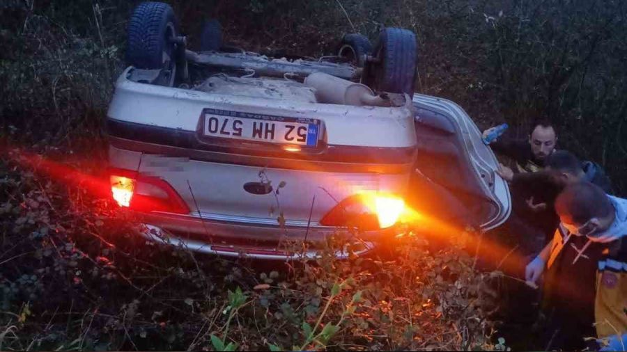 Ordu'da otomobil takla attı: 5 yaralı