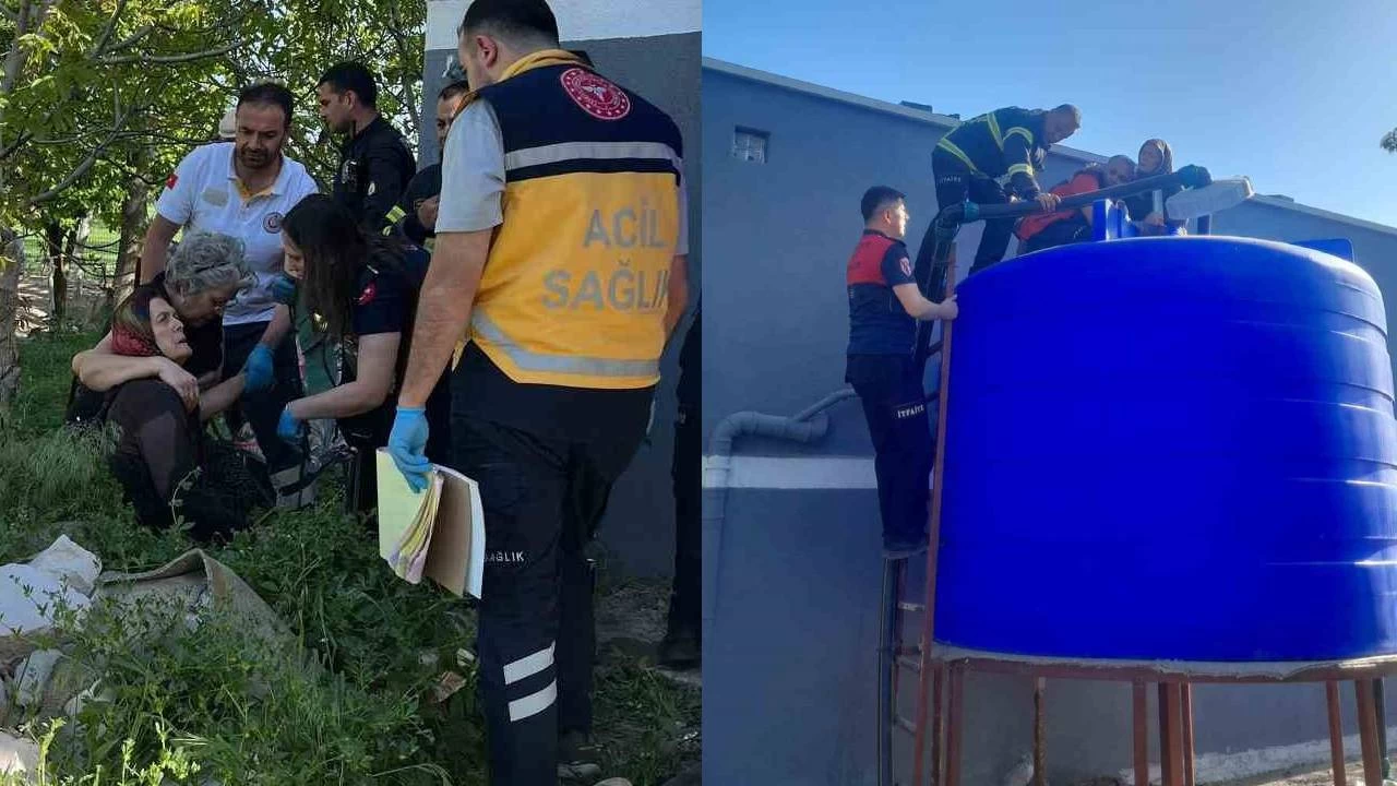 Su deposuna düşen kadını itfaiye kurtardı