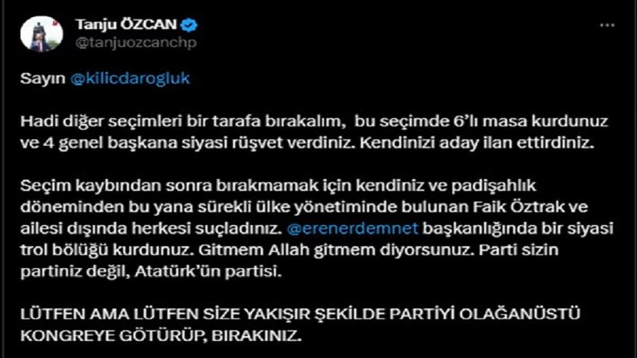 Tanju Özcan: 'Parti sizin partiniz değil, Atatürk'ün partisi'