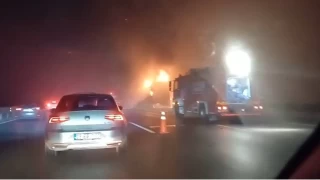 Yavuz Sultan Selim Köprüsü girişinde tır yangını