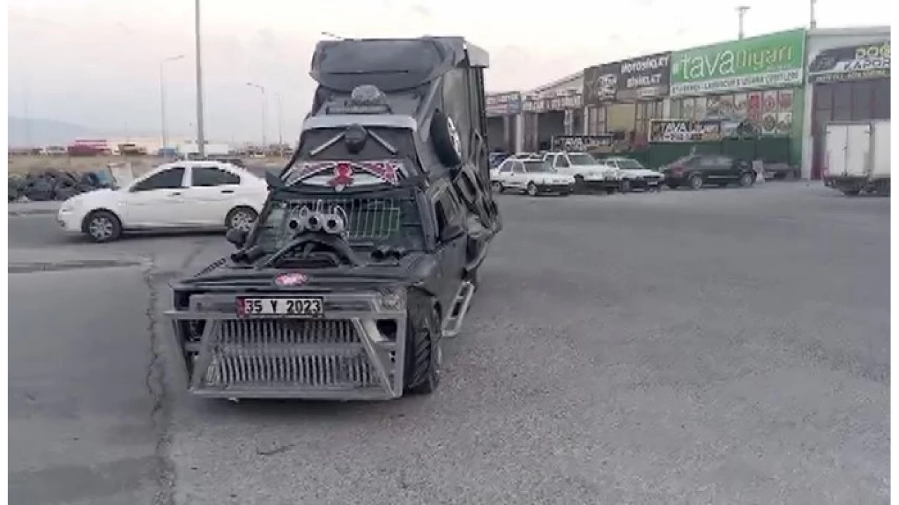 Aracını adeta tanka çevirdi