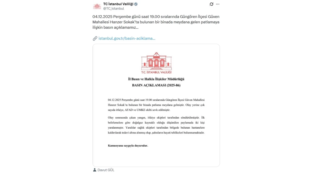 Gngren'de patlama: 2 kii yaraland