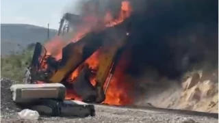 Malatya'da i makinesi alev alev yand