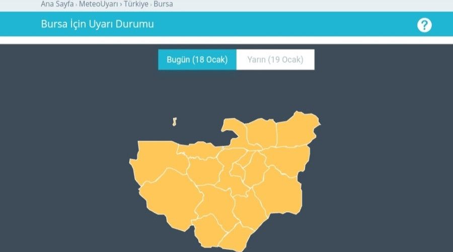 Meteorolojiden Bursa iin turuncu uyar