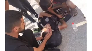 Motosikletli trafik polisi, kazada ar yaraland