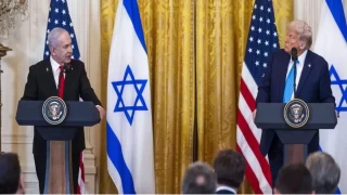 Netanyahu, Trump ile ortak basn toplantsnda konutu