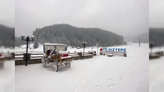 Yldztepe Kayak Merkezi'nde kar ya etkili oluyor