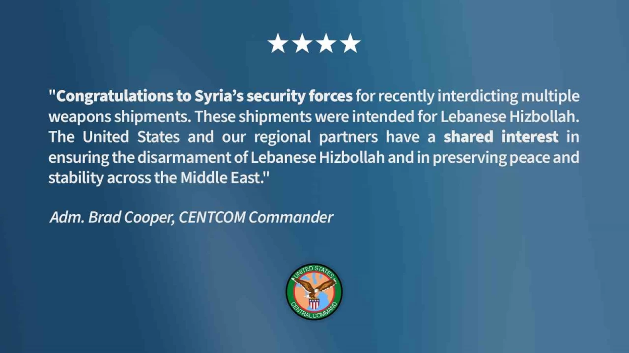 ABD'den Suriye'ye, Hizbullah'a silah sevkiyatını engellediği için tebrik!