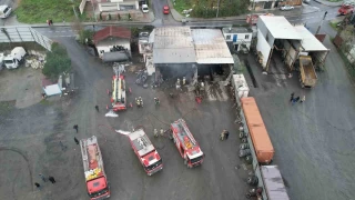 Arnavutky'de tr tamirhanesinde korkutan yangn