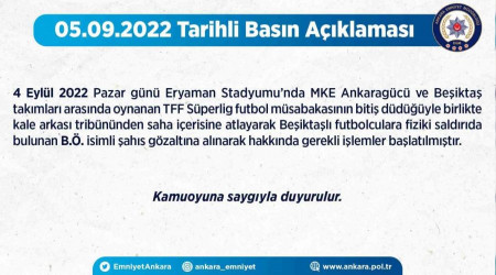 Beiktal futbolculara saldran ahs gzaltna alnd