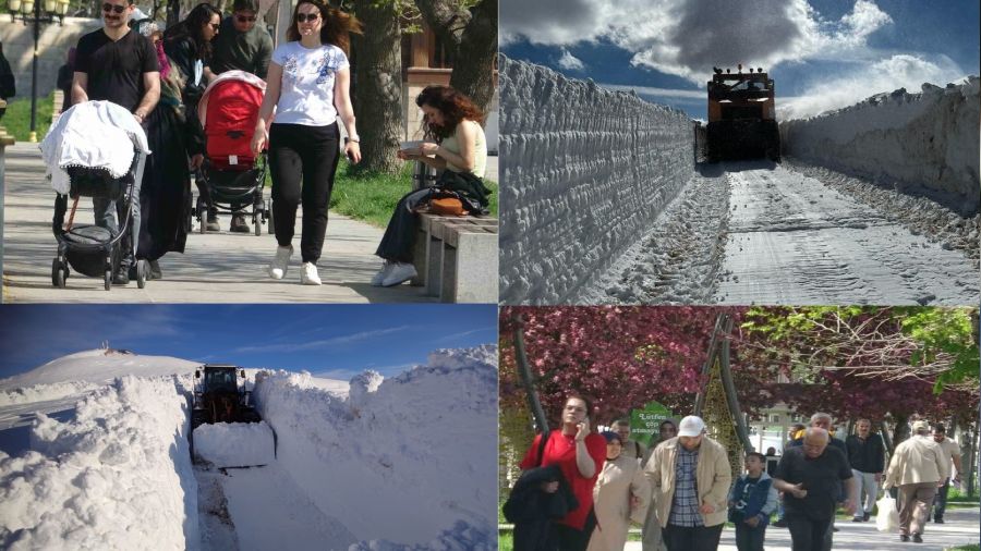 Bir taraf 32 derece, diğer tarafta karla mücadele