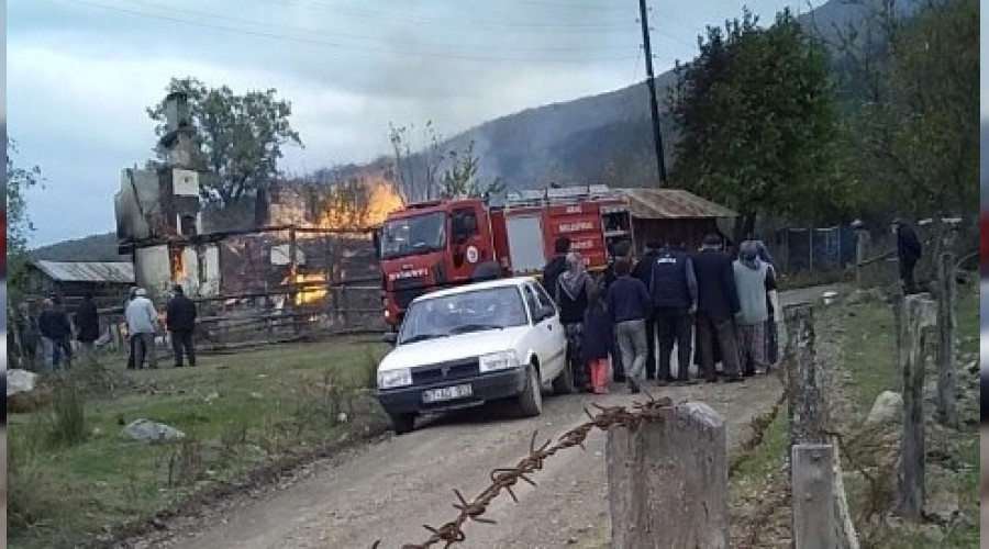 �aresizce yanan evlerini izlediler