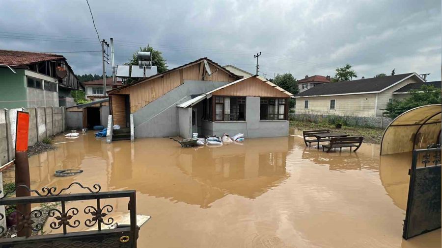 Düzce'de sağanak taşkına sebep oldu: Evleri su bastı