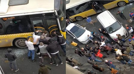 Otobüsün camını kırıp şoförü darp ettiler