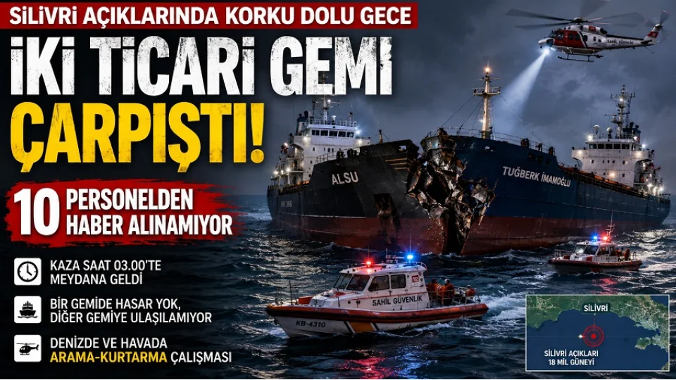 Silivri a��klar�nda gemiler �arp��t�