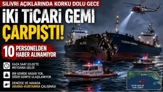 Silivri a��klar�nda gemiler �arp��t�