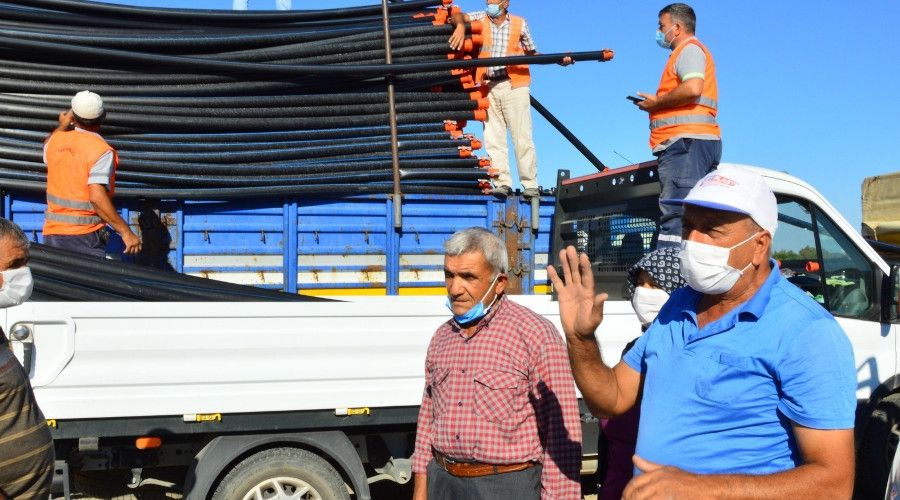 Yangınzede üreticilere 6 bin 300 adet sulama borusu desteği