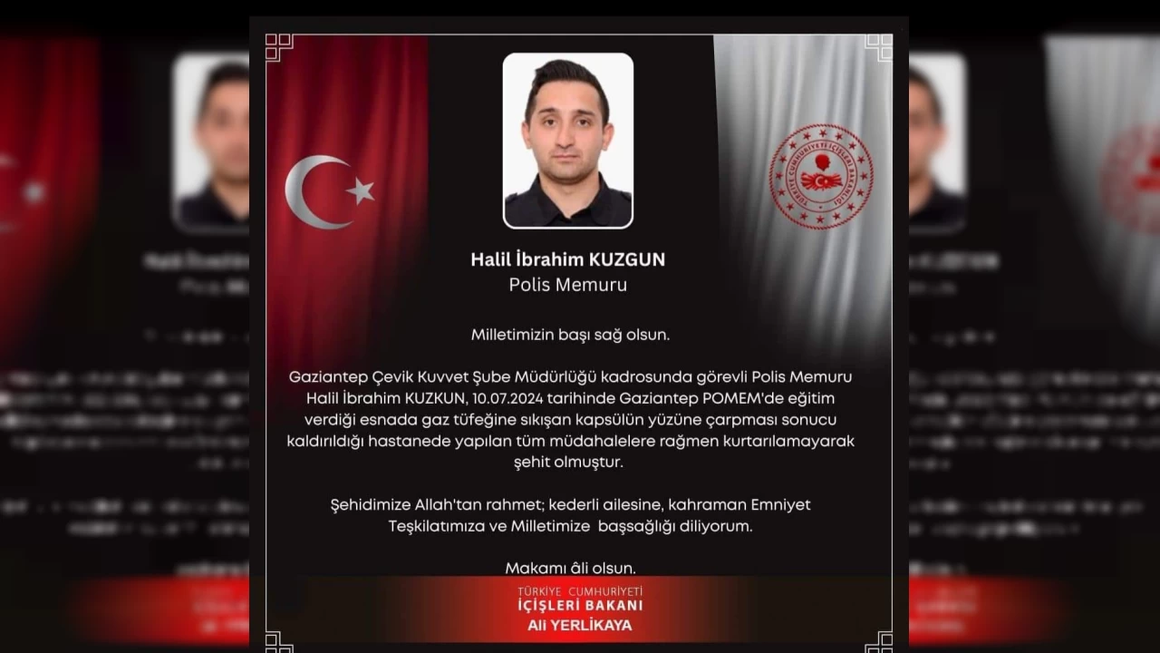 Eğitim sırasında yaralanan polis memuru şehit oldu