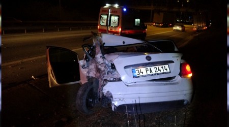 Hurdaya dönen araçtan sağ çıktılar