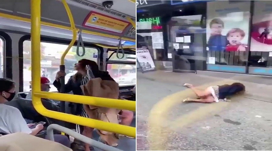 Kadını otobüsten attı