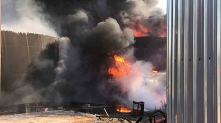 Mardin'de Karayollar ube eflii yerlekesinde yangn