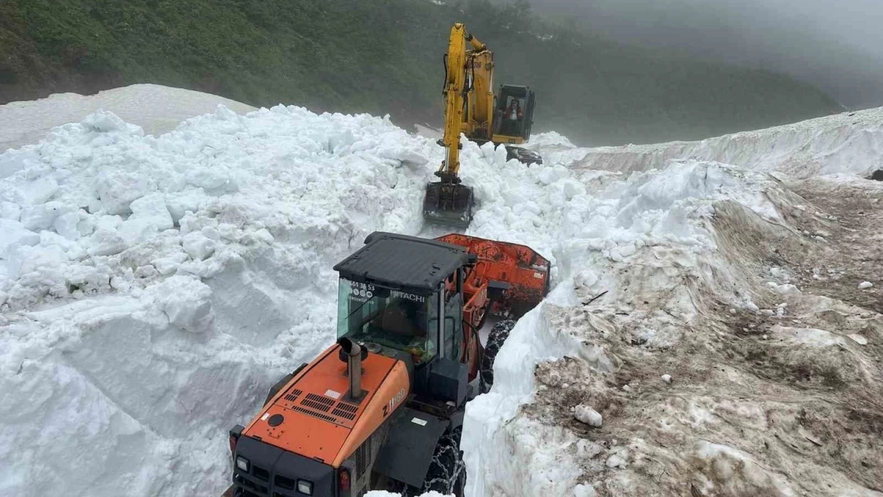 Rize'nin yaylalarında karla mücadele