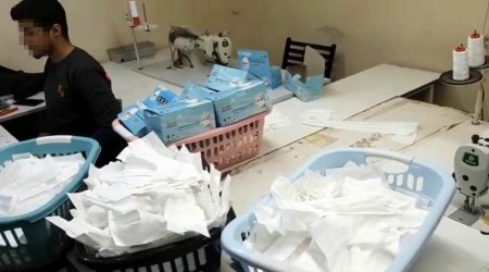 Sahte maske üreten atölyeye baskın