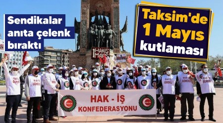 Taksim'de 1 Mays kutlamas, sendikalar anta elenk brakt