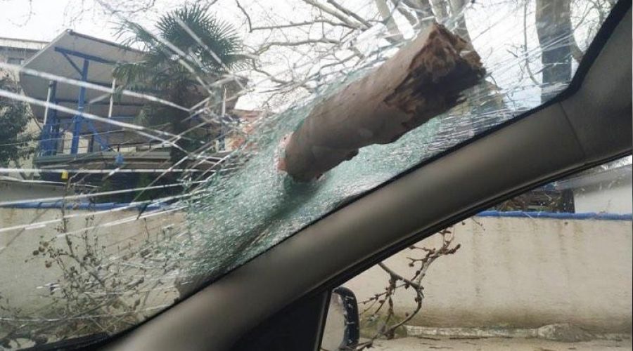 A�a� otomobilin cam�na ok gibi sapland�
