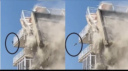 Bina yıkılırken düşen kedi ağır yaralandı: O anlar kamerada
