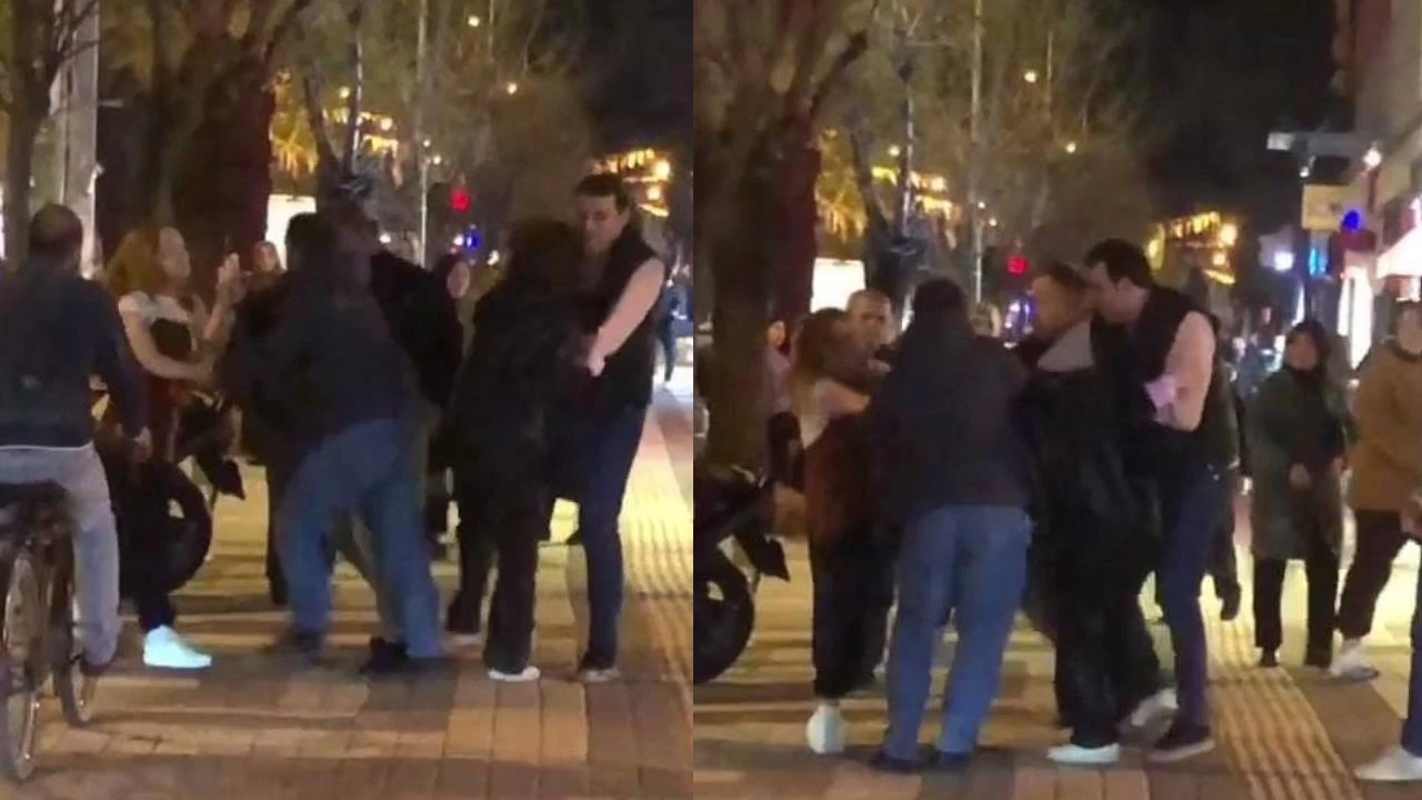 Bursa'da genç kızların kavgası kamerada