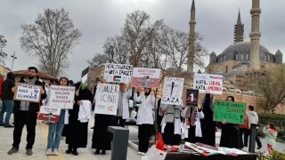 Edirne'de tıp fakültesi öğrencilerinden, İsrail'e tepki yürüyüşü