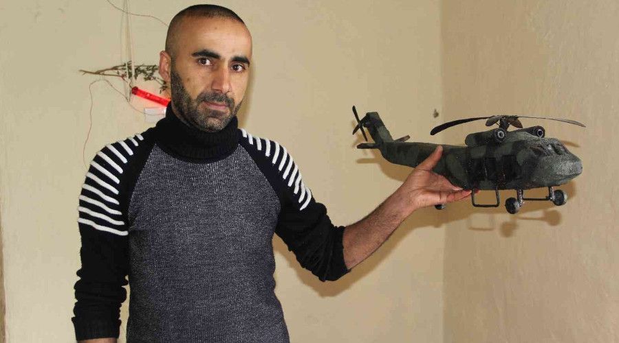 Hakkarili genç atık malzemelerden skorsky helikopter yaptı