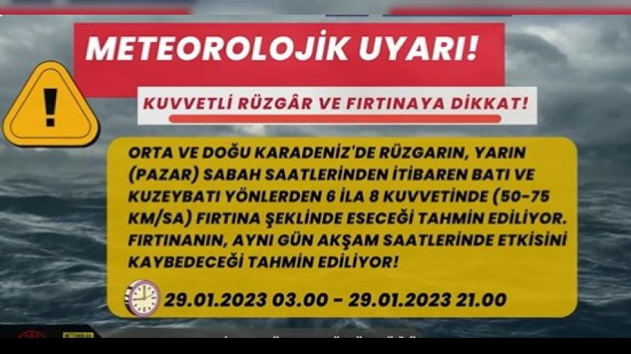 Orta ve Doğu Karadeniz'de fırtına bekleniyor