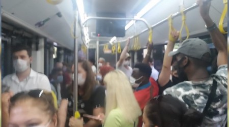 Otobüste 'fazla yolcu' gerginliği