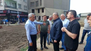 Sağanak yağışın vurduğu Pazar'da hasar tespit çalışmaları yapıldı