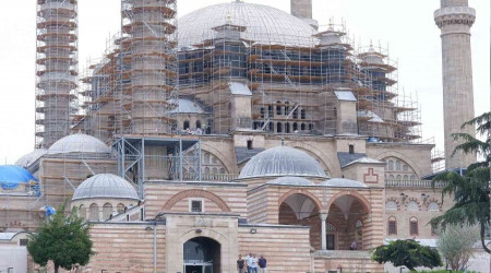 Selimiye Camii'nde restorasyon çalışmaları sürüyor