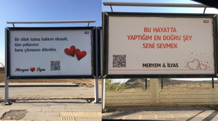 Sevdiği kadına olan aşkını reklam panolarına yazdırdı