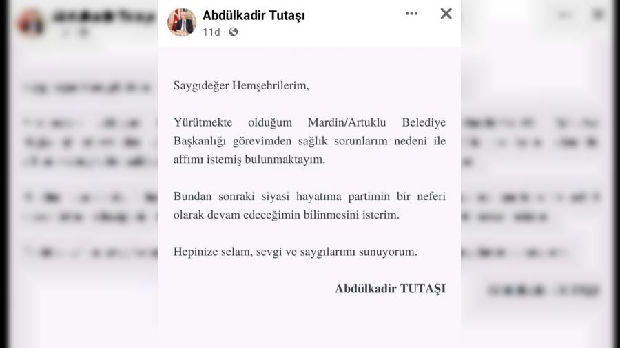 Artuklu Belediye Başkanı istifa etti