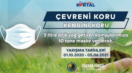 Atık yağını getiren vatandaşlara medikal maske