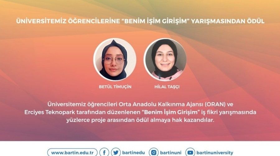Bartın Üniversitesi öğrencilerine 'Benim İşim Girişim' yarışmasından ödül