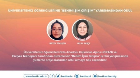 Bartın Üniversitesi öğrencilerine 'Benim İşim Girişim' yarışmasından ödül