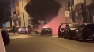 �anakkale'de yanan ara� bomba gibi patlad�