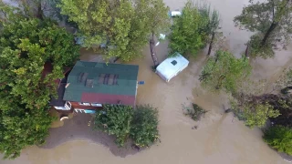 Gkeada'da sele teslim olan blgeler dron ile grntlendi