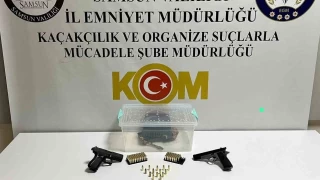 Samsun'da polis gümrük kaçağı boa yılanı ve silah ele geçirdi