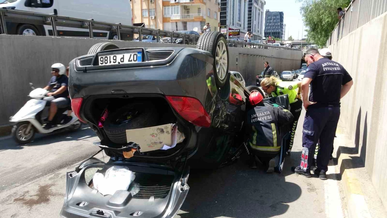 Takla atan araçtan burnu bile kanamadan çıktı
